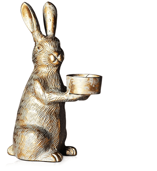 Rabbit Gold Patine Candle Holder